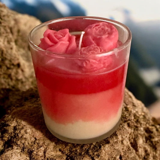 rose and vanilla scented candle